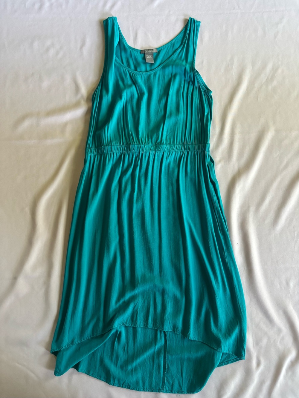 Sleeveless Teal High-Low Summer Dress